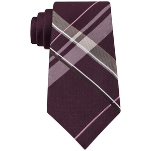 MICHAEL KORS Burgundy Red Weekender Plaid Silk Blend Classic Tie - Picture 1 of 4