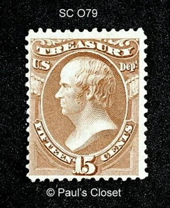 SELLO OFICIAL DEL TESORO DE ESTADOS UNIDOS SC O79 15¢ WEBSTER 1873 COMO NUEVO SIN GOMA EN MUY BUEN ESTADO - Imagen 1 de 2