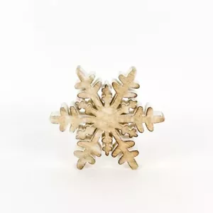 New FARMHOUSE White SNOWFLAKES CUTOUTS 2 pcs Distressed Wood Winter 6"H SET 2 - Picture 1 of 4