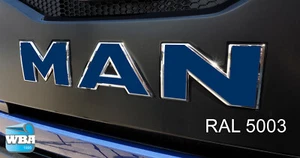 W.B.A. Aufkleber passend für Man Emblem TGX Euro 6 ab Bj 2013-2019 blau RAL5003 - Bild 1 von 9