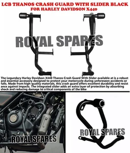 "LCB THANOS CRASH GUARD WITH SLIDER, BLACK" FIT FOR HARLEY DAVIDSON X440 - Picture 1 of 11