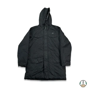 Nike Sportswear Jacket Mens Small Black Swoosh Oversized Full Zip Outdoor Coat - Picture 1 of 5