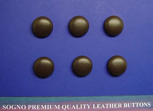 6 MADE IN USA 15 MM DARK CHOCOLATE BROWN LEATHER BUTTONS FOR JACKETS,BLAZERS ETC - Picture 1 of 7