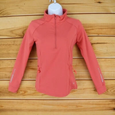 CALI Sport Activewear Jacket 1/4 Zip Pullover Womens S Salmon Pink Thumb Holes - Image 1 of 4