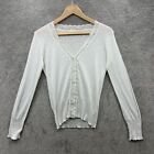 Toast Cardigan Womens Small White Embroidered Open Work Lace V Neck