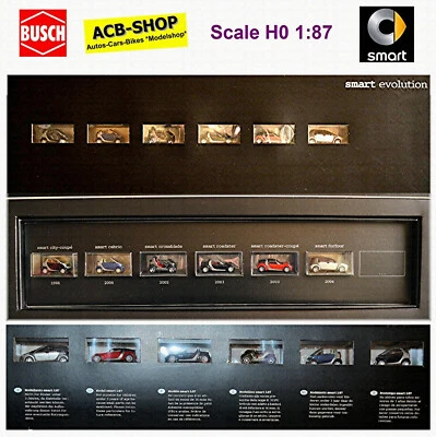 Smart Evolution Set 6 Models 1998-2004 MCC-Smart Advertising Model 1:87 Busch - Image 1 of 4