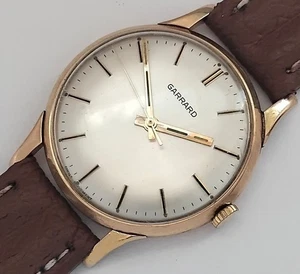 17 JEWELS SWISS MADE GARRARD 9CT GOLD MEN'S WIND UP VINTAGE WATCH - Picture 1 of 5