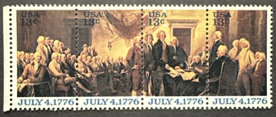 US 1976 Scott # 1694a Strip of 4 MNH Signing Declaration of Independance 13¢ - Image 1 of 2