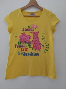 T-Shirt Shirt Damen Print Roller Flower Power Gelb 34/36 - Bild 1 von 4
