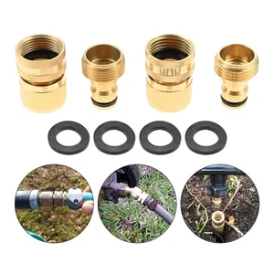 2 Sets Brass Female Couplers Male Nipples For Standard Garden Hose 3/4 Inch GHT - Picture 1 of 19