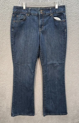 Pantalones de mezclilla BandolinoBlu para mujer 12 cortos azules Arianna Bootcut desgastados preppy Foto 1 de 4