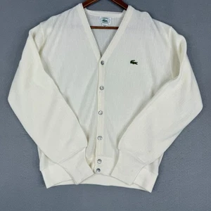 Vintage Izod Lacoste Strickjacke Pullover Herren Medium Elfenbein Alligator Hergestellt in den USA * - Bild 1 von 14