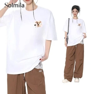 Vacation Outfit Summer Dog Print Shirt Casual Slim Fit Daily Casual Top - Picture 1 of 12