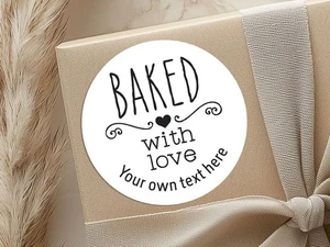 Adesivi personalizzati, al forno con amore, scatole torte, biscotti e biscotti A10 - Foto 1 di 4