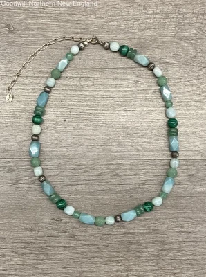 Collar de malaquita acuática Pollack Relios Carolyn fornituras de plata de ley 36,69 g Foto 1 de 4