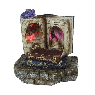 Resin Magic Book LED Sculpture Decorative Accent Light Resting Dragon Figurine - Image 1 of 4