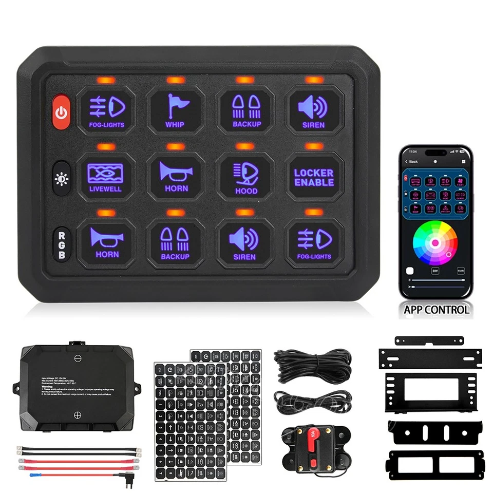 RGB 12 Gang 开关面板 LED 灯适用于 Can-am Maverick X3 Trail Sport 800 1000 — 第 1/4 张图片