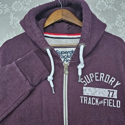 Superdry Sudadera con Capucha Track & Field Cremallera XL Granate Gráfico Atlético Cremallera Completa Foto 1 de 4