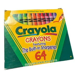 VINTAGE 1997 BINNEY & SMITH CRAYOLA 64 PACK BOX MIT EINGEBAUTEM SPITZER - Bild 1 von 12