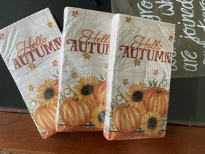 3 pack16 Paper Art Hello Autumn Paper Napkins Harvest Truck Pumpkins decoupage - Picture 1 of 3