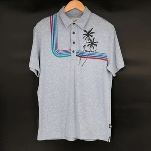 Howler Bros Herren Rookery Palm Tree Poloshirt M blau meliert Baumwolle Surf Coastal - Bild 1 von 9