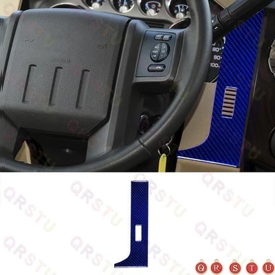Cubierta de volante derecho de fibra de carbono azul para Ford F-250/350/450/550/650/750 Foto 1 de 4