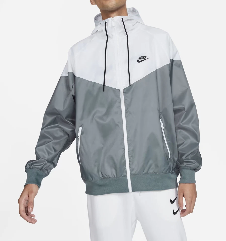 Nike Windrunner Windbreaker Jacket Sz XL Hoodie Full Zip Gray White DA0001-084