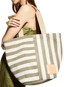 Tory Burch Gracie extra große Tragetasche aus Canvas grün gestreift - unverbindliche Preisempfehlung des Herstellers 248,00 $ - Bild 1 von 8