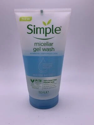 Gel de lavagem facial micelar Simple Water Boost - 150ml, 5 oz aprovado pela Peta - Imagem 1 de 4