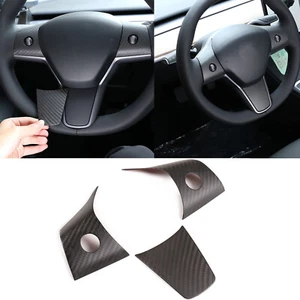 Cubierta de volante mate de fibra de carbono real apta para Tesla Model 3 Modelo Y - Imagen 1 de 9