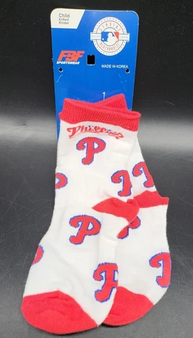 1 Pair Philadelphia Phillies MLB Socks Size Child 8-13 New Cover