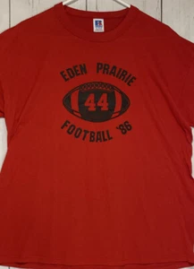 VTG Eden Prairie Minnesota Football 1986 Red Graphic Large XL T-Shirt Made USA - Picture 1 of 9