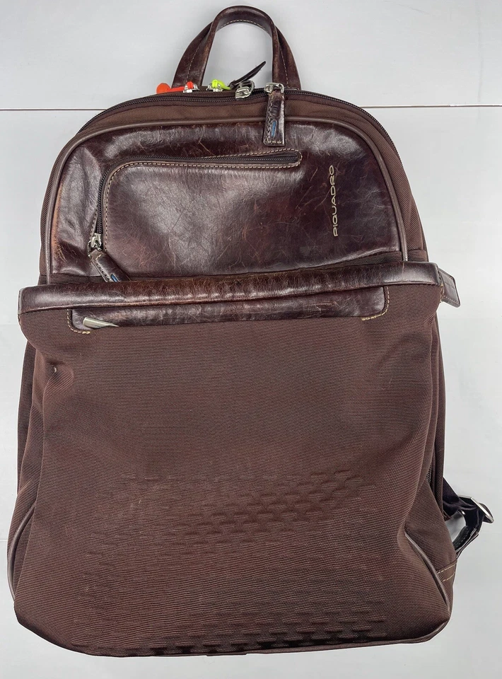 Mochila Piquadro Cuero Marrón 4 Compartimentos Bolso de Viaje de Negocios ONE 055882 Foto 1 de 4