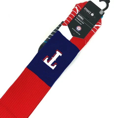 Stance MLB Texas Rangers TX Flag Diamond Pro OTC On Field Socks - Size L 9-12 Cover