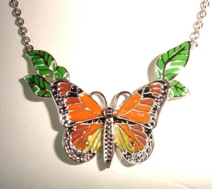 Lenox Butterfly Meadow Pendant Necklace Sterling Silver/Enamel GoldPlate 16" New - Picture 1 of 9