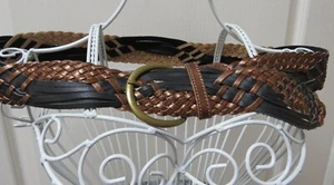 Parfois Braided Belt Leather Black Bronze Buckle Festival Boho Vintage Y2K Plait - Picture 1 of 7