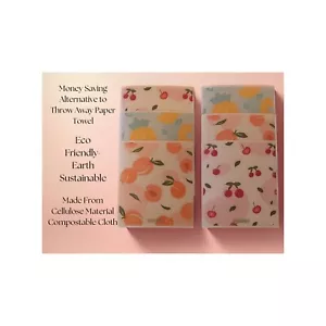 Reusable Paper Towels - Swedish Dish Cloth- Package of 6 Fruit Design - Picture 1 of 9