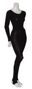 Mädchen Damen schwarz Baumwolle langarm Catsuit Halloween Kostüm KDC059 Katz - Bild 1 von 18