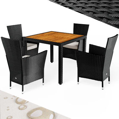 CASARIA® Gartenmöbel Sitzgruppe Essgruppe Polyrattan Holz Terrasse Balkon Set - Bild 1 von 4