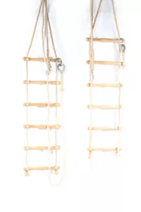 1 x alte Strickleiter mit 6 Holz Sprossen Länge 120 cm Seilleiter Kletterleiter - Bild 1 von 12