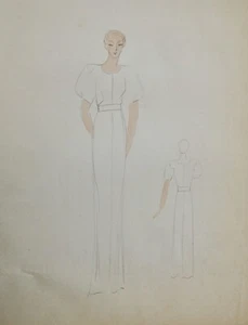 Taller Vionnet - Dibujo Original - Lápiz - Vestido 256 - Picture 1 of 1