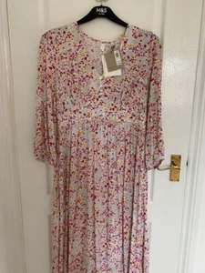 John Lewis AND/OR makeEco vero Flower dress white with coloured flowers Size 8 b - Picture 1 of 2