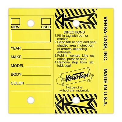 Self Laminating Self Protecting Versa Tags Key Tags with Rings 250 per Box Ye... - Image 1 of 4