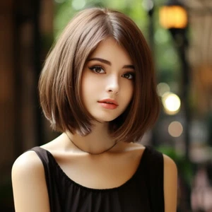 Short Dark Brown Wig for Women|Shoulder Length Brown Wig for Daily Use - Picture 1 of 4