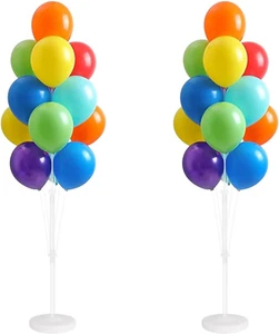 2 Set 74In Black & Gold Floor Balloon Column Kit with Balloon Backdrop for Gradu - Picture 1 of 12