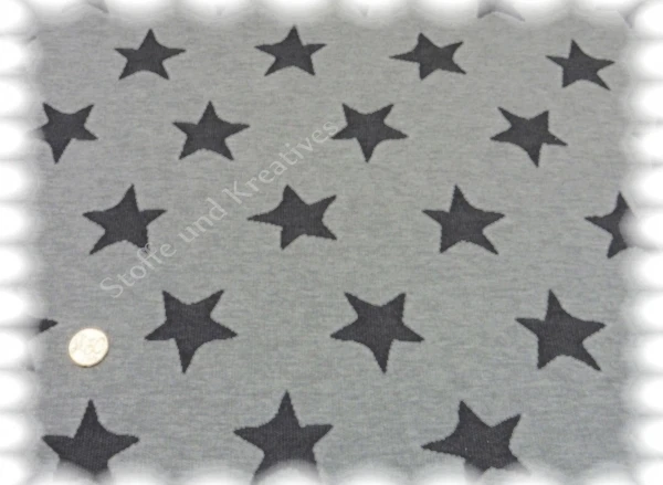 Jacquard Sterne grau Sweat Strick 195 cm breit 50 cm Strickstoff Sternenstoff  - Bild 1 von 1
