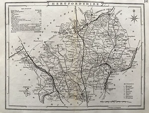 1804 (1858) Antique Map: Hertfordshire by Cole from Railway & Pedestrian Atlas - Picture 1 of 2