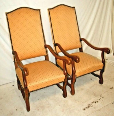 Pair of Antique French Walnut Sheep Bone Chairs Os du Mouton - Image 1 of 4