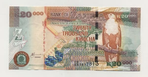Zambia 20000 Kwacha 2003 Pick 47.a UNC Uncirculated Banknote - Picture 1 of 2