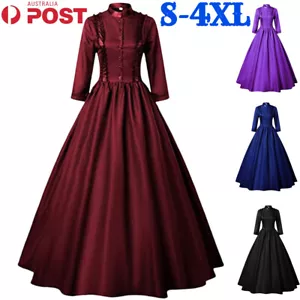 Medieval Victorian Gown Costume Gothic Cosplay Maiden Dress Halloween Maxi Skirt - Picture 1 of 14